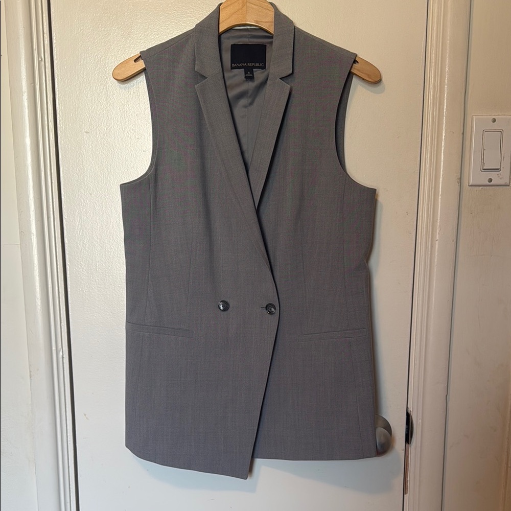 Banana Republic Gray Double Breasted Vest